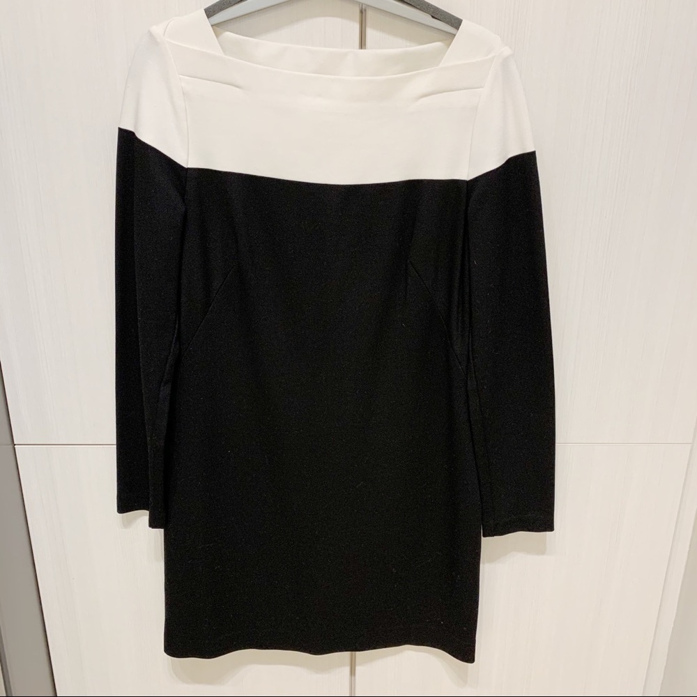 TRINA TURK black & white long sleeve dress